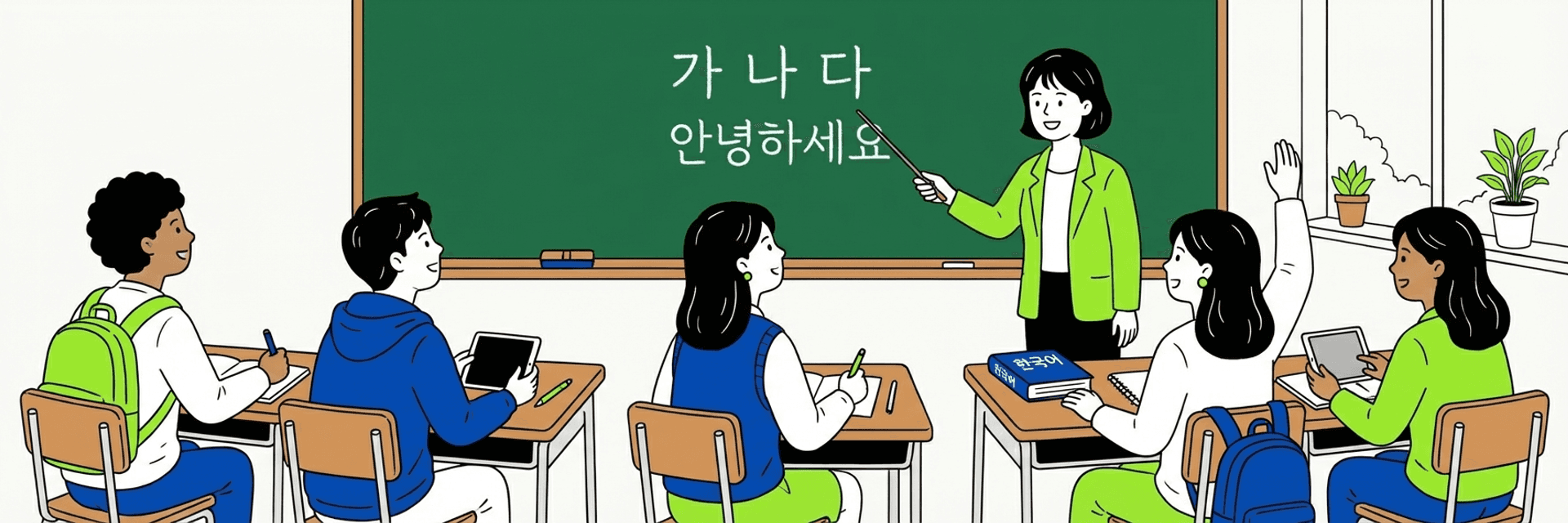 Du học sinh trong lớp học tiếng Hàn