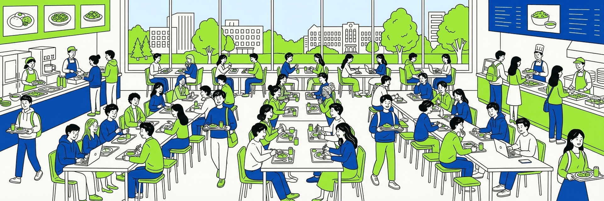 Du học sinh ăn tại căng tin trường